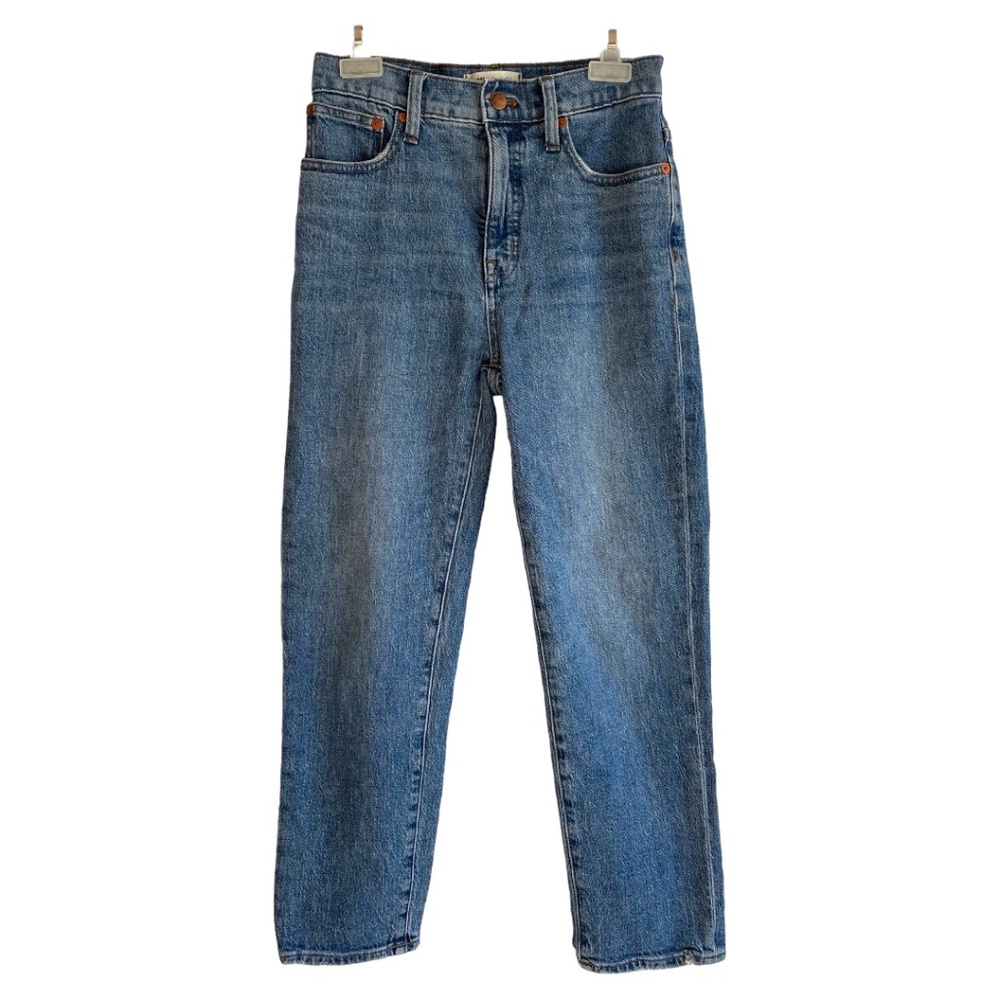 Madewell Classic High Rise Straight Leg Blue Jeans Light Distressed. Size 25